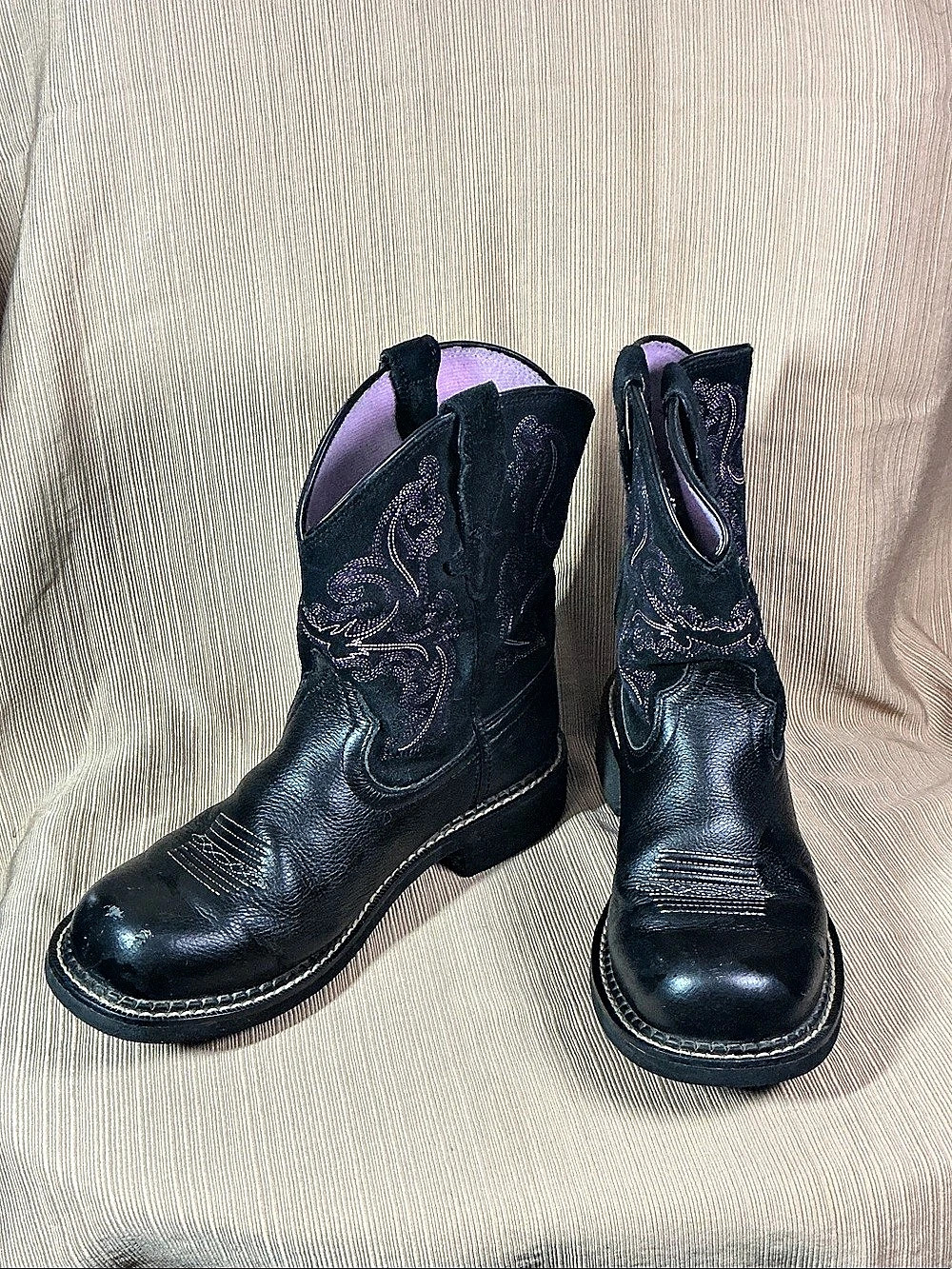 Ariat Fatbaby II Western Boots Black & Purple